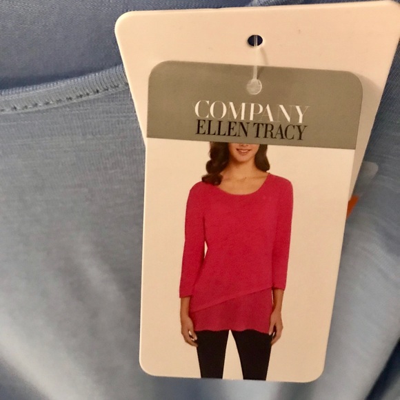 NWT Ellen Tracy Top Blue, Medium Bow - Picture 6 of 7